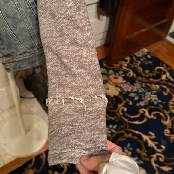 Free People denim knit distressed hoodie jacket in Indigo wash. Worn a few times - Picture 5 of 8